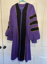 Premium Doctoral Tam Gown for Faculty Professor PhD Graduates Golden Trim size45