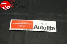 71 Mustang 351c Wo Ram Air Autolite Air Cleaner Service Instructions Decal