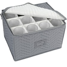 12 Stemware Wine Glass Storage Hard Shell Box Case w/ Dividers Packing Container