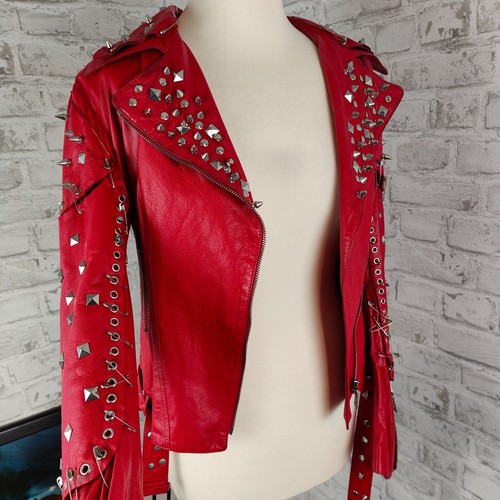 Kapraun Biker Jacke Leder Nieten Einzelstück Stagewear Rockstar Couture Unikat - Bild 5 von 10