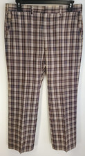 Vtg Haggar Casual Slacks Pants Men's 38 Blue Tan Plaid Grandpacore Punk Ugly