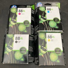 One Set Genuine HP 88XL Yellow/Cyan/Magenta/Black Ink Cartridges NEW Exp 2016/17