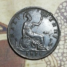 Rare 1878 Wide Date Half Penny Km 754