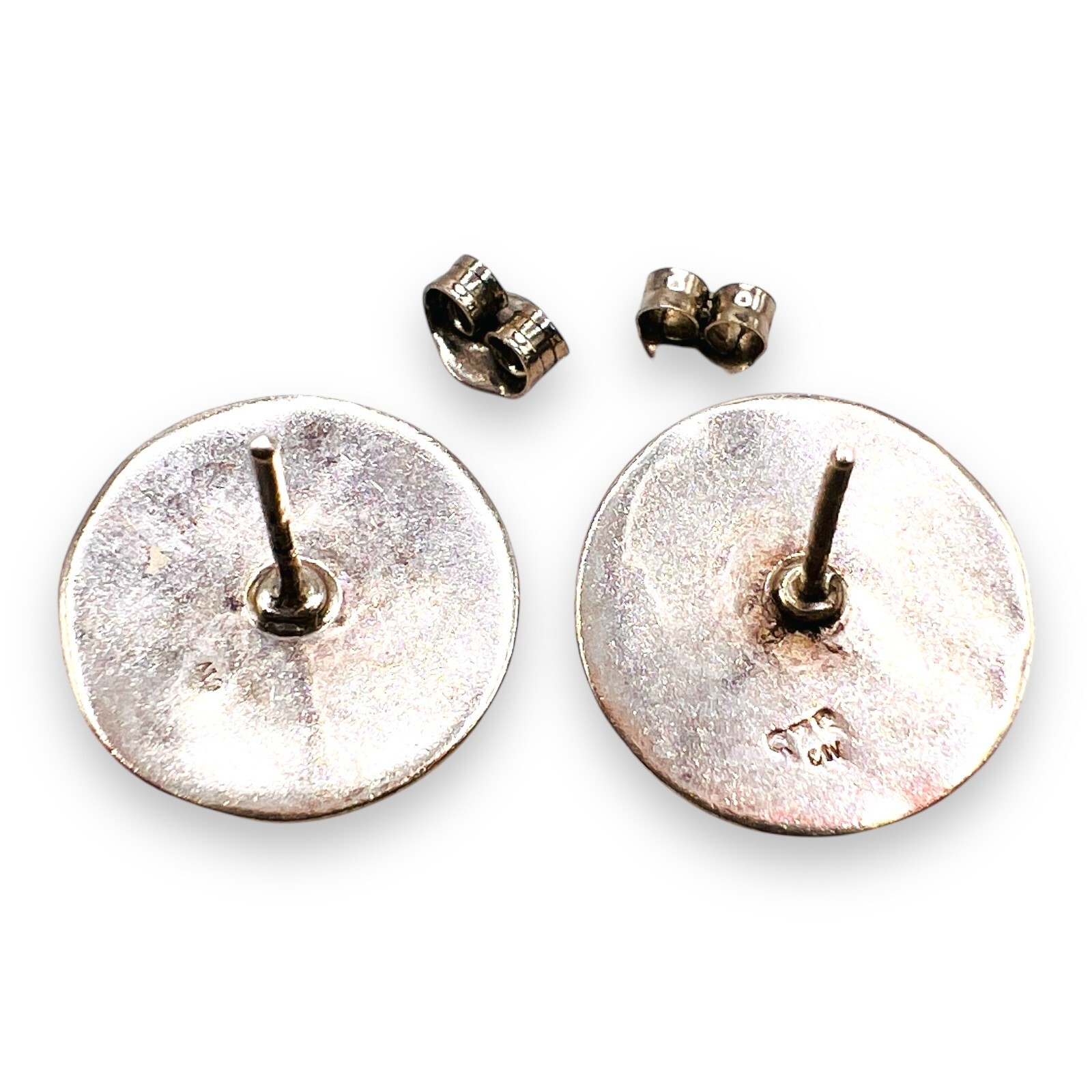 Vintage Solid 925 Sterling Silver Button Post Ear… - image 4