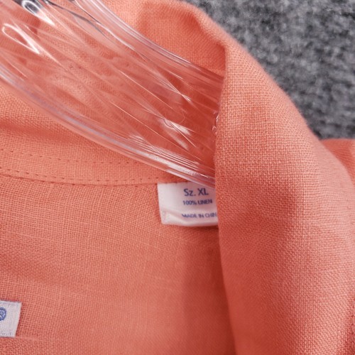 Southern Tide Button Up Shirt Mens XL Orange Linen Long Sleeve Collared Classic - Picture 6 of 10