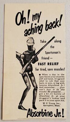 1949 Print Ad Absorbine Jr for Tired, Sore Muscles Hunter & Gun Springfield,MA