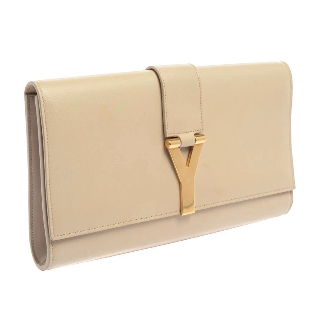 SAINT LAURENT (YSL) Pochette pochette YSL Yves Saint Laurent linea Y pochette borsetta pelle beige