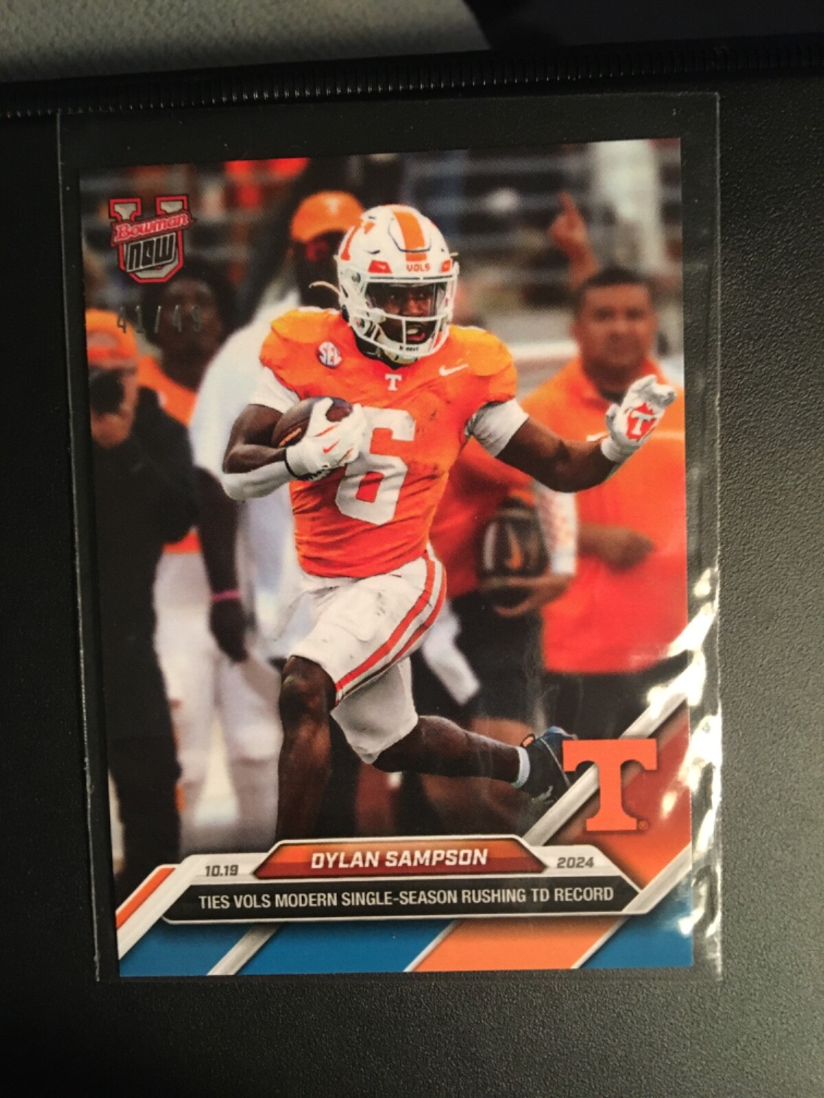2024 BOWMAN U NOW  FOOTBALL 30 DYLAN SAMPSON TENN SEASON TD RECORD BLUE 41/49
