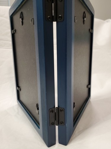 Set of 2 Dark Blue Double Hinged Wood Frames Unbranded Portrait 5"x7" - Picture 6 of 11