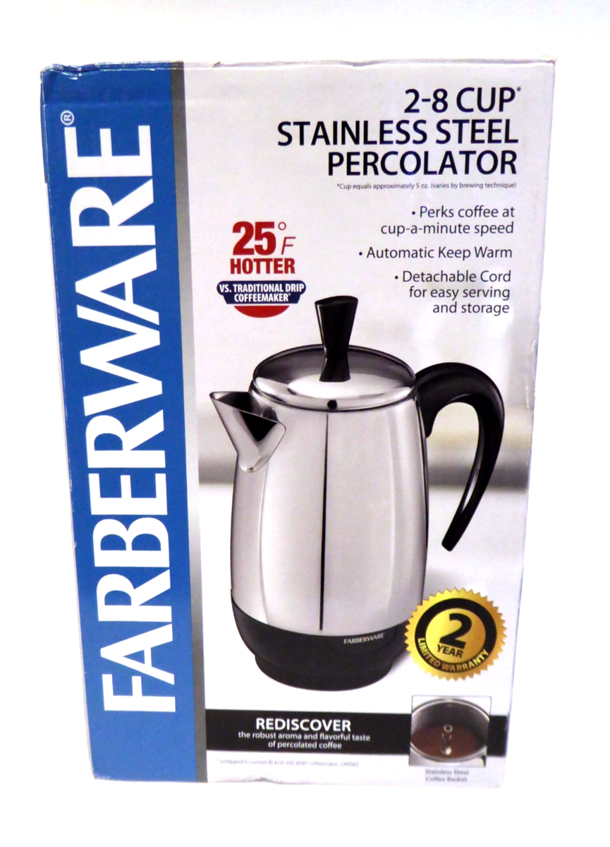 Farberware FCP280 Stainless Steel 8 Cup Coffee Percolator for sale