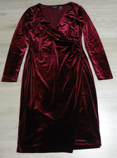 Lauren Ralph Lauren Black Label Women's 4 Velvet Surplice Dress Red LS V Neck LS