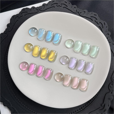 Cat Eye Gel Nail Polish Set, 6 Colors Glitter Blue Mermaid Holographic Transluce