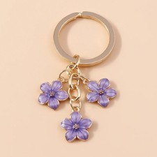 Cute Enamel Sakura Flower Keychain for Women Girls Colorful Key Ring For Handbag