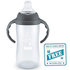 NUK Learner Cup, 10 Oz, Tritan Gray Star   BPA Free, Spill Proof Sippy Cup, 8m 