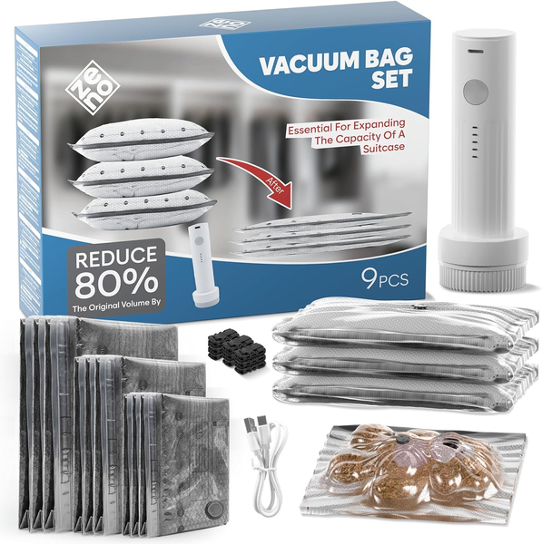 Vakuumbeutel Set Transparent 9 StüCk Mit Elektropumpe FüR Kleidung-image
