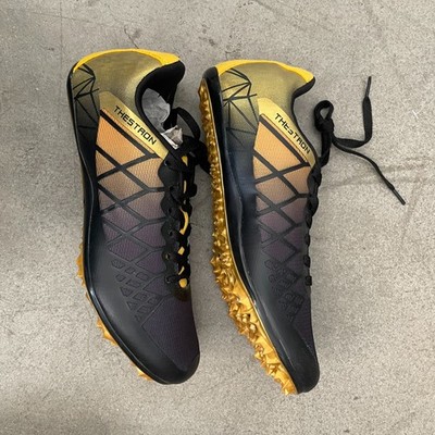 Thestron Track Spikes Mens Size 41 (US 8) Black Gold Sprint Shoes
