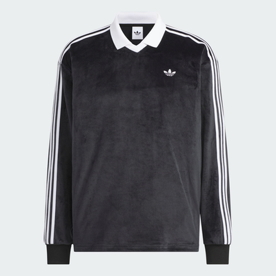 adidas Velour long-sleeved polo shirt Black KQ5485 Japan Size | eBay
