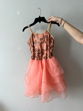 Dance Costume, Ballet Costume, Size Adult S/M, Pink and Gold, Dress, Sparkly
