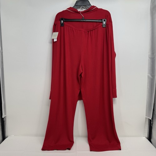 NWT Natori 2 Pc Pajama Set Women's XL Red Long Sleeve Sleepwear Preppy Jersey - Picture 2 of 19