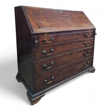 Antique Georgian Writing Bureau Solid Wood Fall Front Desk Drawers Large Rustic