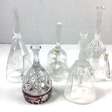 Glass Bells Lot of 5 Etched Ribbed Diamond Gl...