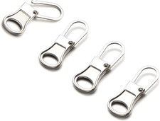 4 Pcs Silver Zipper Pull Tabs Detachable Replacement for Jackets Bags Boots Clot