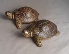 2 Vintage Brush McCoy Pottery Turtle Figurine Brown 4.75”