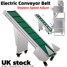 Electric Conveyor Belt Stepless Speed Adjustment for Production Line w/Wheels UK