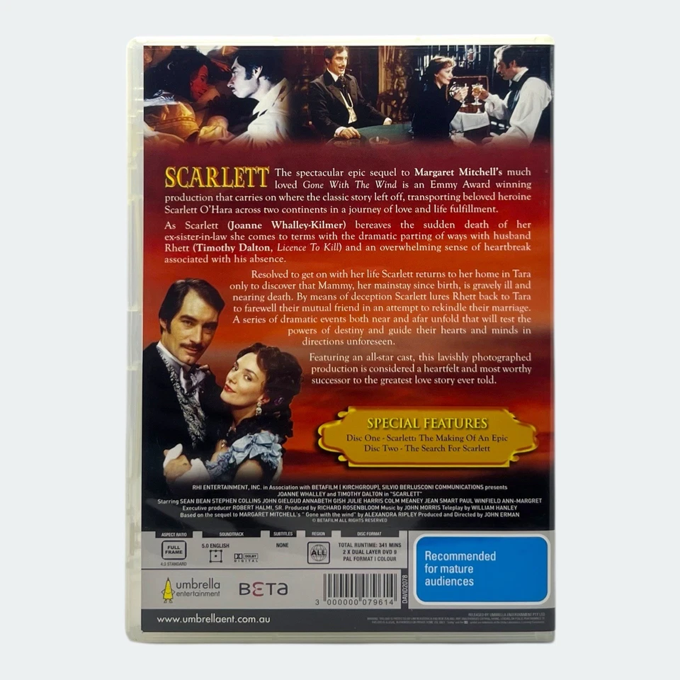 Scarlett: Complete 1994 Mini-Series DVD [Gone with the Wind] - Region ALL, PAL - Image 2 of 4