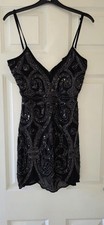 Pretty Little Thing Black Embellished Dress - Size 8