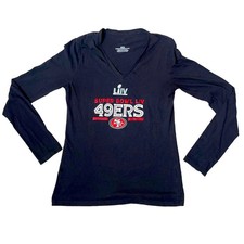49'ers women&rsquo;s long sleeve Tee T-shirt black/red NFL football Super Bowl SZ SM