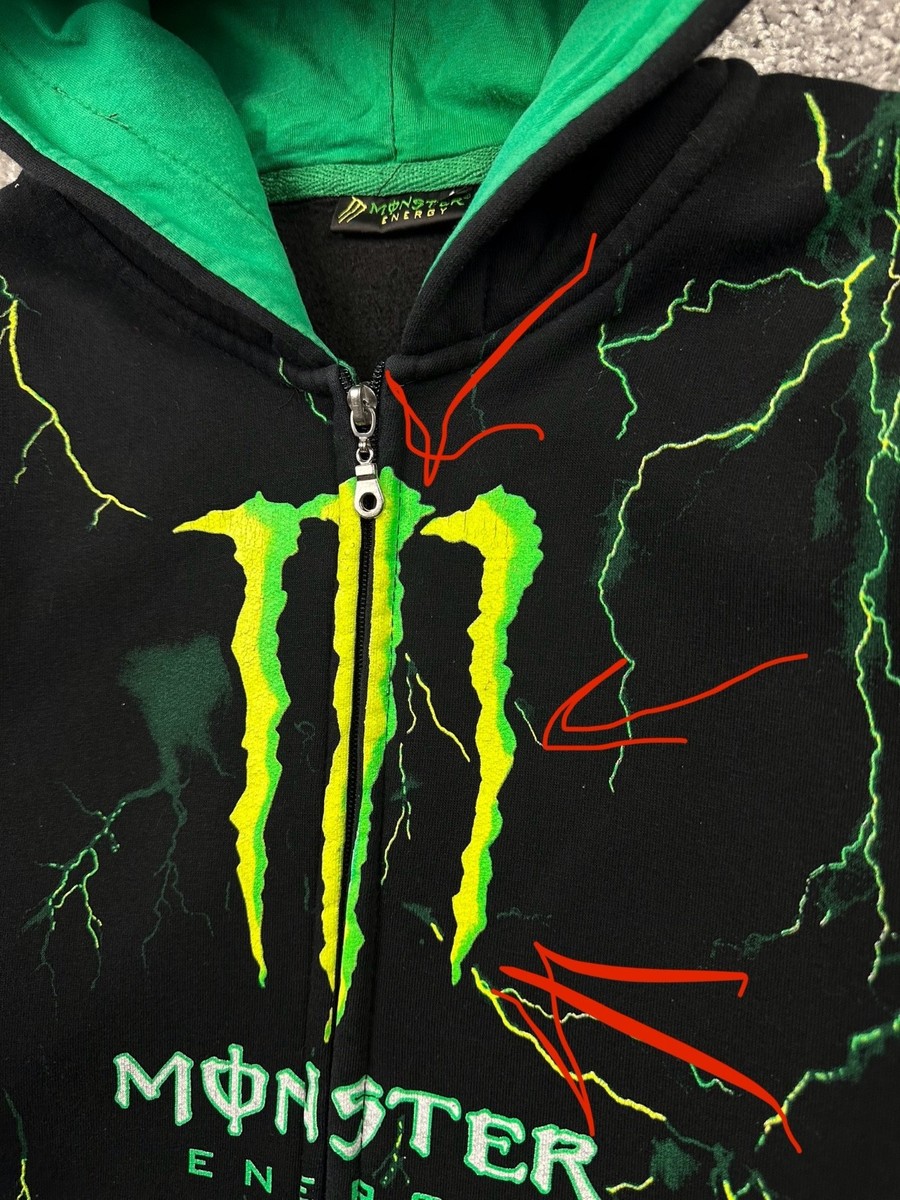 Monster Energy Racing Hoodie Full Zip Y2K 00s Men's Size L | eBay