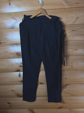 Sezane Black Wrap Tapered Pants Women Size 36 S Acetate Viscose France