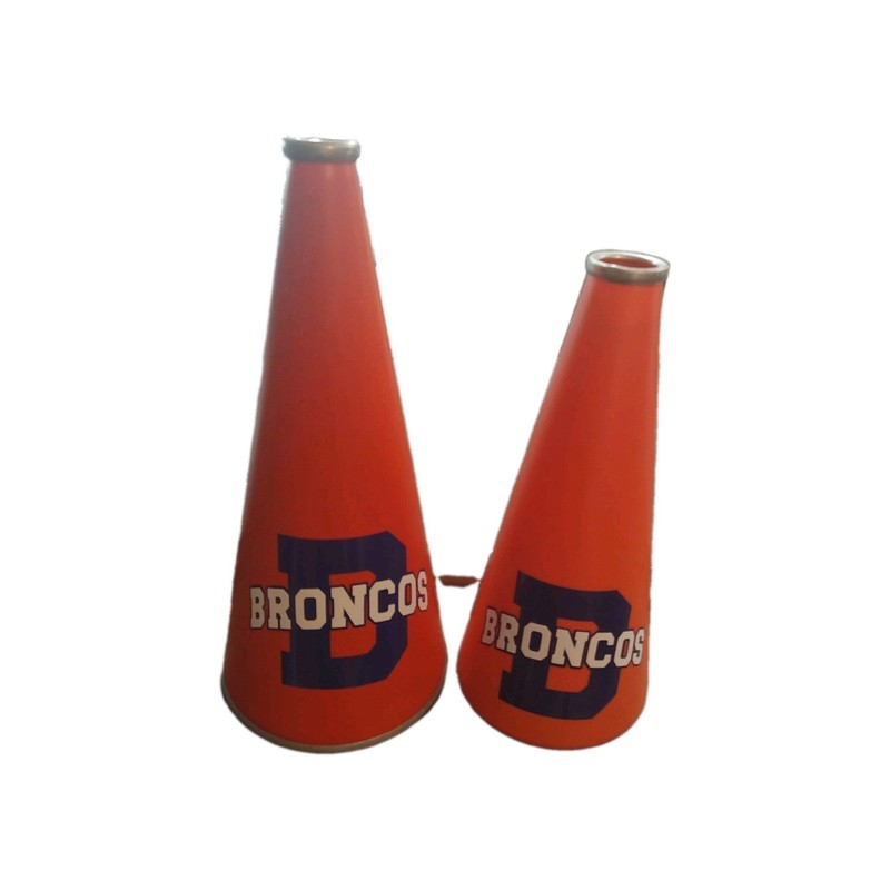22" Orange Megaphone Denver Broncos & 19" CHEERLEADER PEP BULL HORN PROP