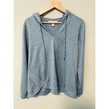 Michael Kors V Neck Hoodie Womens M Blue Tulip Hem Pullover