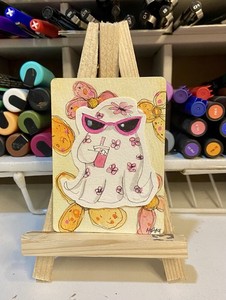 Aceo Original Painting Watercolor Summer Ghost 2.5 x 3.5 Melissa the Artist