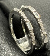 New Condition Sterling Silver Cubic Zirconia Double Ring Size 7