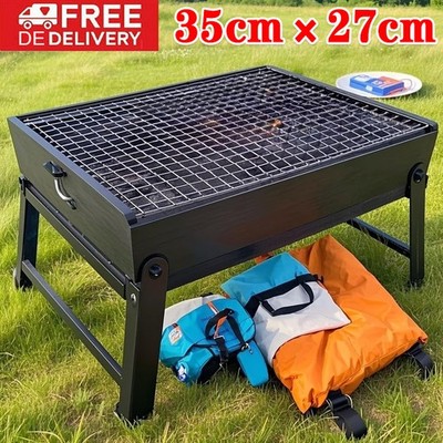 BBQ Klappgrill Holzkohlegrill mit Netzplatte Barbecue Campinggrill Tischgrill