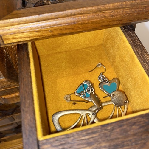 Vintage Japan Made Wooden Jewelry Box W/jewelry Music Box - Picture 13 of 18