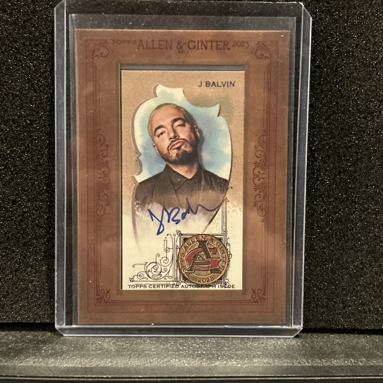 J BALVIN AUTO 2023 Allen and Ginter MA-JBA Mini Framed Auto Singer Songwriter