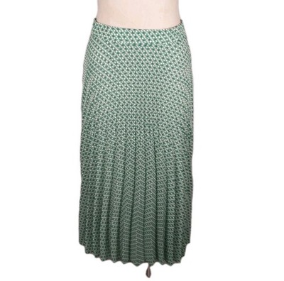 Max Studio Pleated Skirt Womens Medium Green White Dots