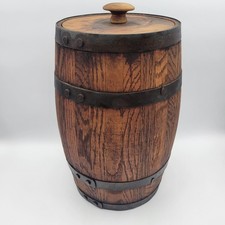 Small Wooden Whiskey Barrel Lid Metal Banded ...