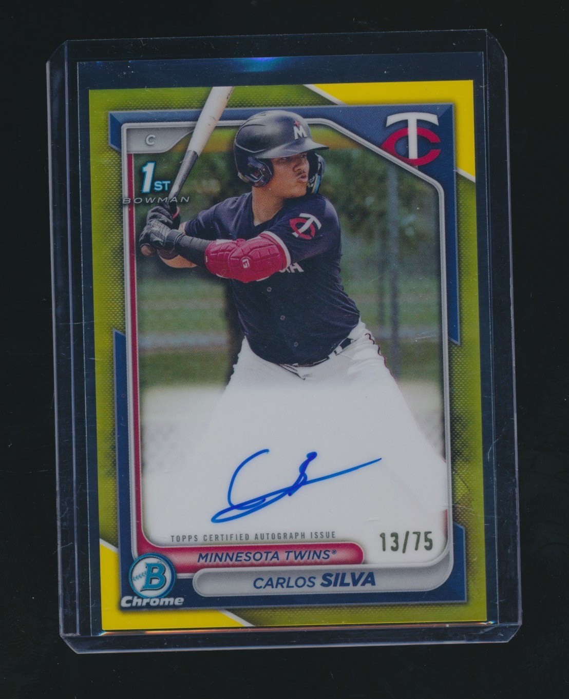 CARLOS SILVA 2024 BOWMAN CHROME 1ST YELLOW REFRACTOR RC AUTO 13/75 #CPA-CSI
