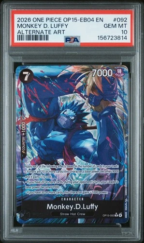 2026 ONE PIECE OP15-EB04-ADVENTURE ON KAMI'S ISLAND #092 MONKEY D. LUFFY PSA 10