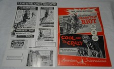 Vintage Pressbook + Ad Mats sheet for Double Feature - Dragstrip Riot + Cool and