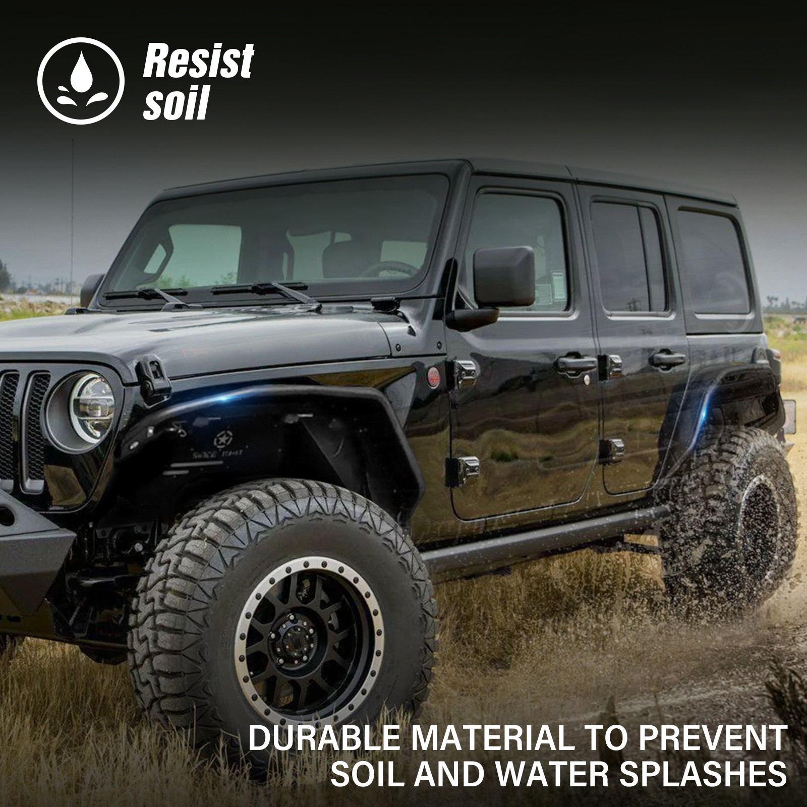 Front & Rear Tubular Fender Flares Tube Mud Guard For 2018-2025 Jeep Wrangler JL