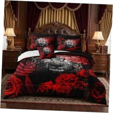 8 Pcs Wild Animal Comforter Rose Leopard Comforter Set Size Full Blank red