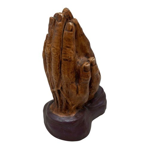 Vintage Chalkware Religious Praying Hands Figurine Hand Painted 6.5” Tall - Picture 4 of 11