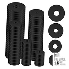 100pcs Flat Heavy Duty Rubber Washers Assortment Kit, Black Rubber 4 Sizes