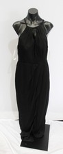 Azazie Women's Hadid Sheath Pleated Mesh Maxi Dress EH6 Black Size A12 NWT